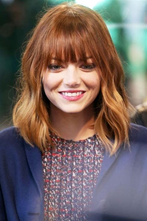 mid length wavy hair with bangs|wavy bob haircut with bangs.